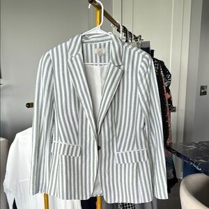 Olive Green and White Blazer Tailored Suit Jacket